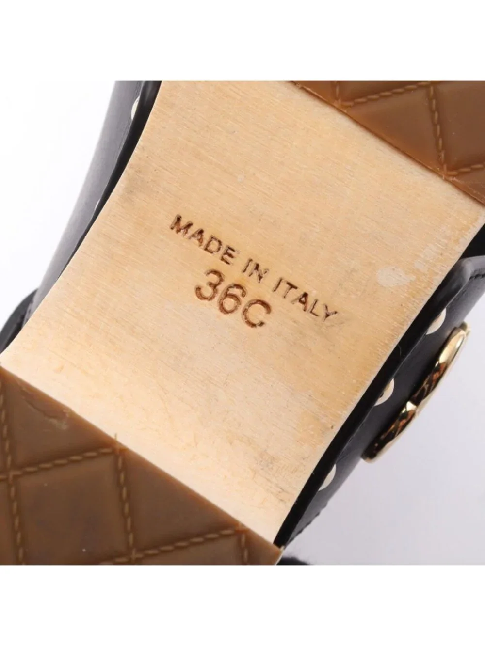 Chanel Sandals CC Logo Clover Wood Wedge Sole Leather